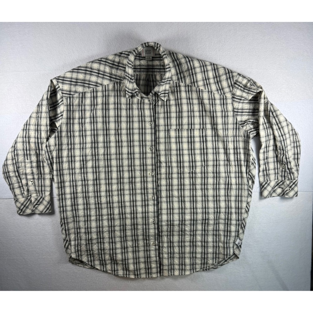 BDG Urban Outfitters Black White Plaid Textured Oversized Button Down Shirt L